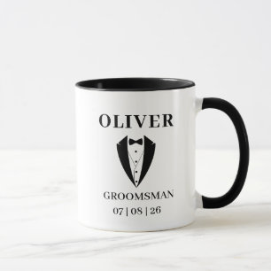 Taza Padrino de boda personalizado con nombre y fecha e