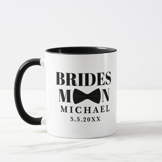 Taza Padrino de la novia corbata negra boda personaliza (Izquierda)