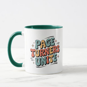 Taza Page Turners Une a Retro Funky Book Lover