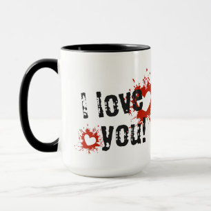 Taza Paint Rojo Splatter Hearts, Te Amo