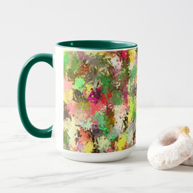 Taza Paint Splatter Autumn Color Leaves Resumen (Con donut)