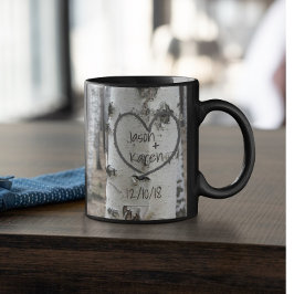 Taza País personalizado Rústico Corazón tallado