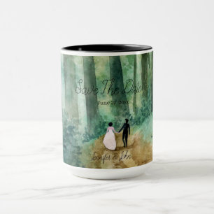 Taza Paisaje arbolado de acuarela boda
