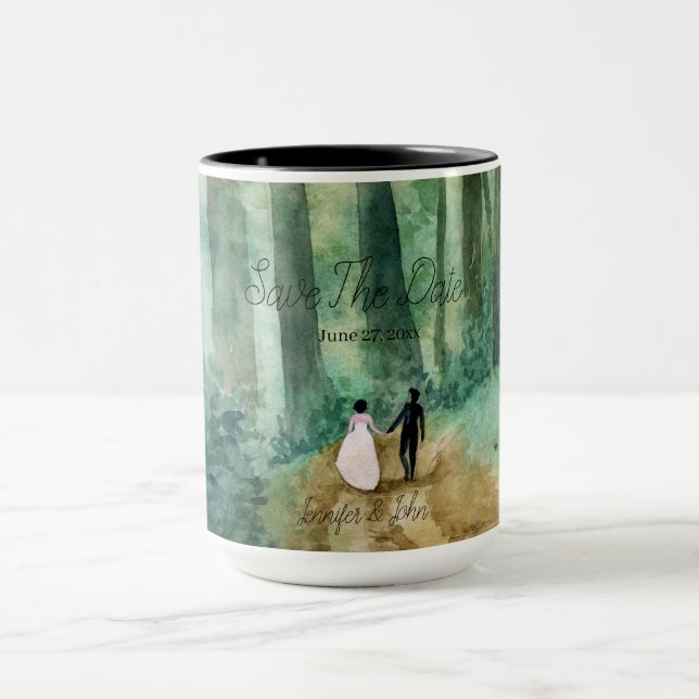Taza Paisaje arbolado de acuarela boda (Centro)