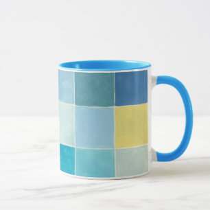 Taza Paisaje con cuadrados pixilados multicolores