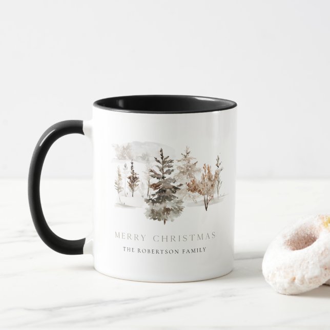 Taza Paisaje de invierno acuarela navidades Mug (Con donut)