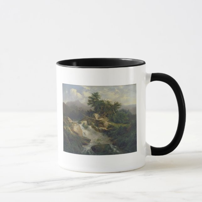 Taza Paisaje del bosque con la cascada (Derecha)