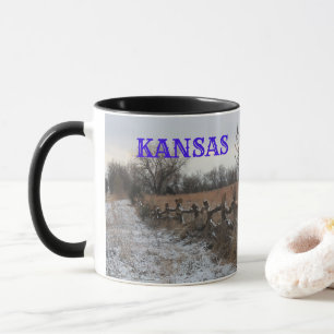 Taza Paisaje del café de Kansas Snowy Fence Mug