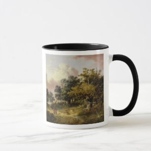 Taza Paisaje enselvado con la mujer y el niño que