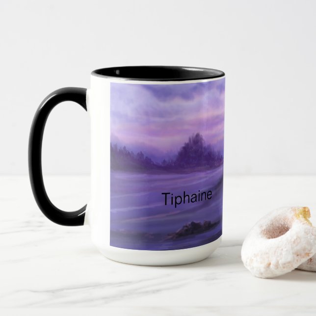 Taza Paisaje fantástico morado (Con donut)