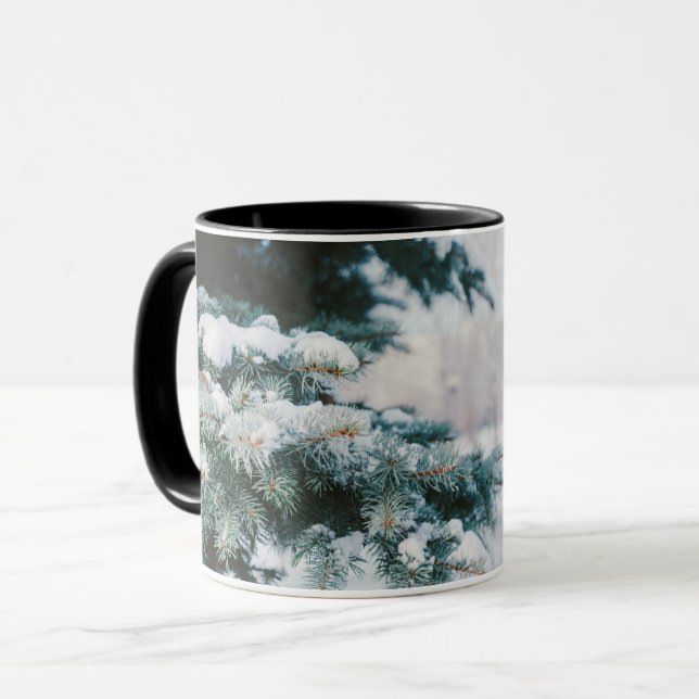 Taza Paisaje invernal árbol de Navidad cubierto de niev (Anverso izquierdo)