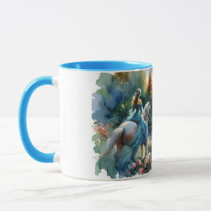 Taza Paisaje onírico de una amazona junto a un río en u