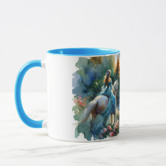 Taza Paisaje onírico de una amazona junto a un río en u