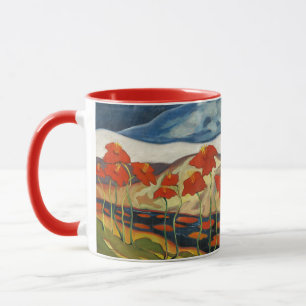 Taza Paisaje Surrealista Modernista Vintage con Amapola