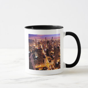 Taza Paisaje urbano en la noche de Chicago