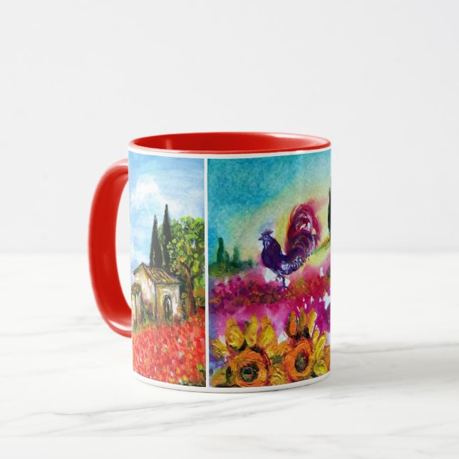 TAZA PAISAJES DE TOSCANA, FLORES, ROOSTER NEGRO (Anverso izquierdo)