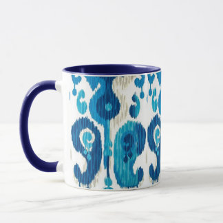 Taza Paisley Ikat Mug con mango azul