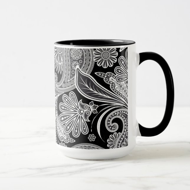 Taza Paisley Ornate Blanco y Negro (Derecha)