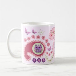 Taza Paisley retro, flores y mariposas