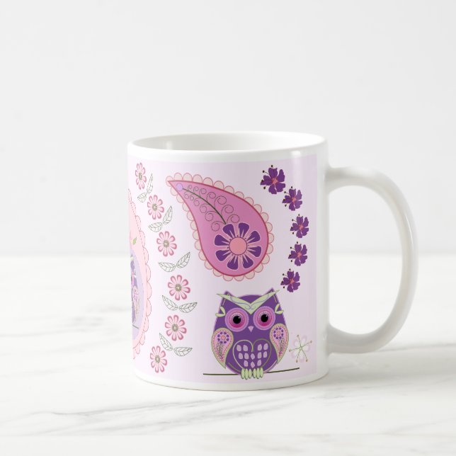 Taza Paisley retro, flores y mariposas (Derecha)