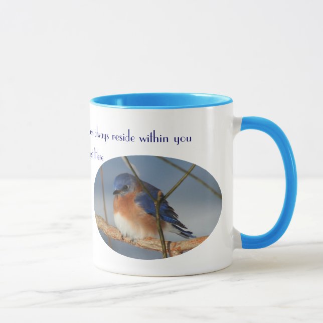 Taza Pájaro Azul De La Felicidad Inspirador (Derecha)