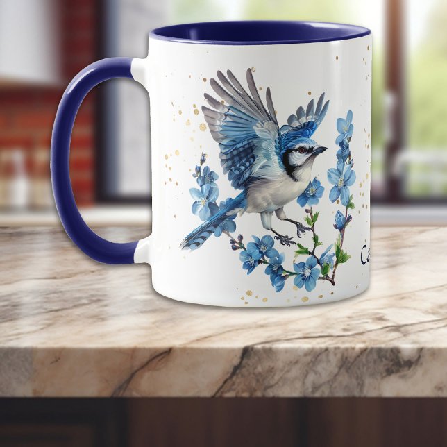 Taza Pájaro azul en la naturaleza de primavera (Subido por el creador)