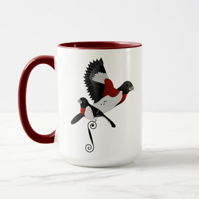 Taza Pájaro cardenal Rosa Grosbeak (Izquierda)
