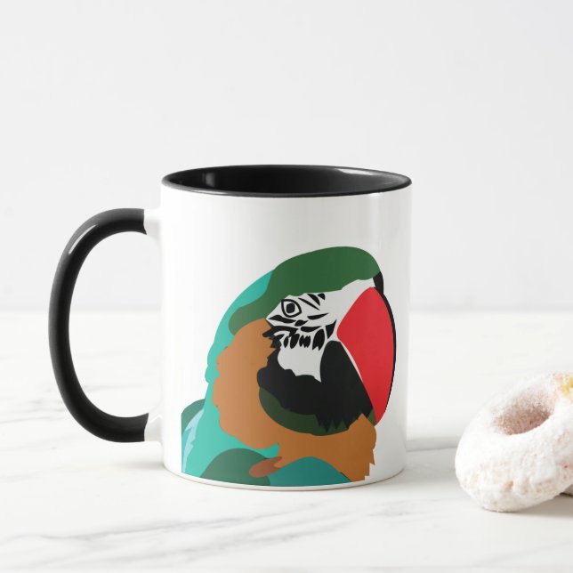 Taza Pájaro colorido de loro (Con donut)