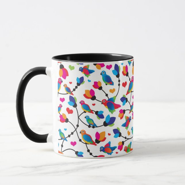 Taza pájaro colorido lindo del loro (Izquierda)