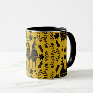 Taza Pájaro de Arte Popular Germánico Tradicional