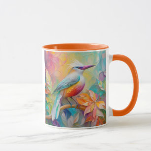 Taza Pájaro de Fantasía de Pechuga Roja con Billar Rosa