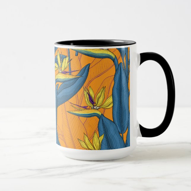 Taza Pájaro de flores del paraíso en el naranja (Derecha)