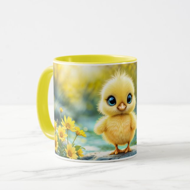 Taza Pájaro dulce primavera pradera flores amarillas (Anverso izquierdo)