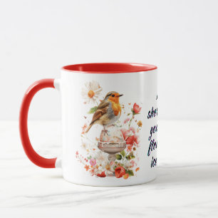 Taza Pájaro floral con crema de hielo
