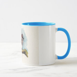 Taza Pájaro: Gorrión en acuarela