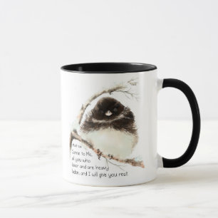 Taza Pájaro lindo del Junco, escritura, 11:28 de Matt,