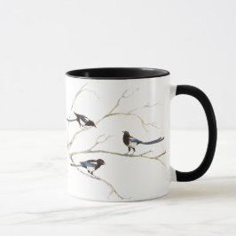 Taza Pájaro magpie, naturaleza, barriga familiar de vid