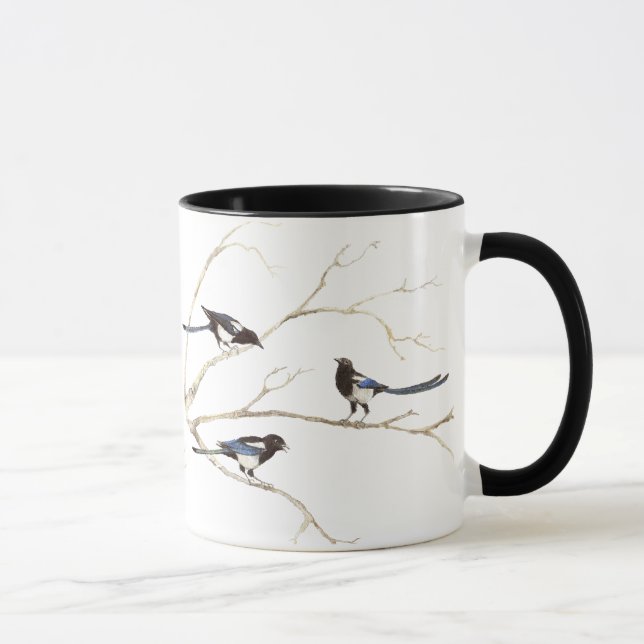 Taza Pájaro magpie, naturaleza, barriga familiar de vid (Derecha)