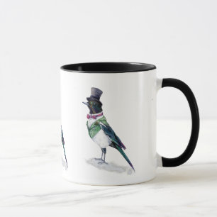 Taza Pájaro magpie victoriano