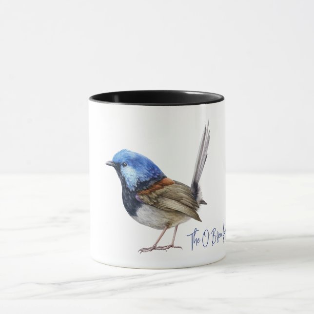 Taza Pájaro Pinzón Azul personalizable  (Centro)
