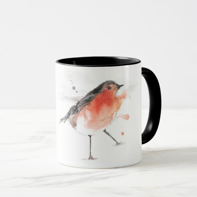 Taza Pájaro Robin color agua (Anverso derecho)
