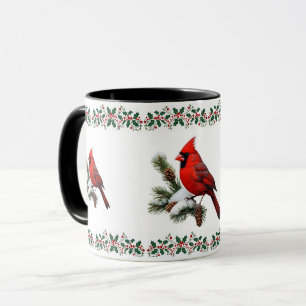Taza Pájaro rojo elegante cardenal vacaciones Navidad