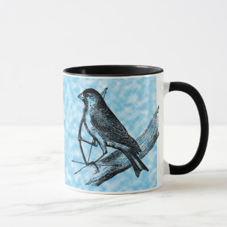 Taza Pájaro w/Bow del gorrión del vintage y tiro al