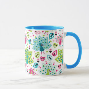 Taza pájaro y búho del pavo real