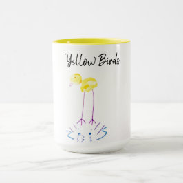 Taza Pájaros amarillos - caprichosos - lindos