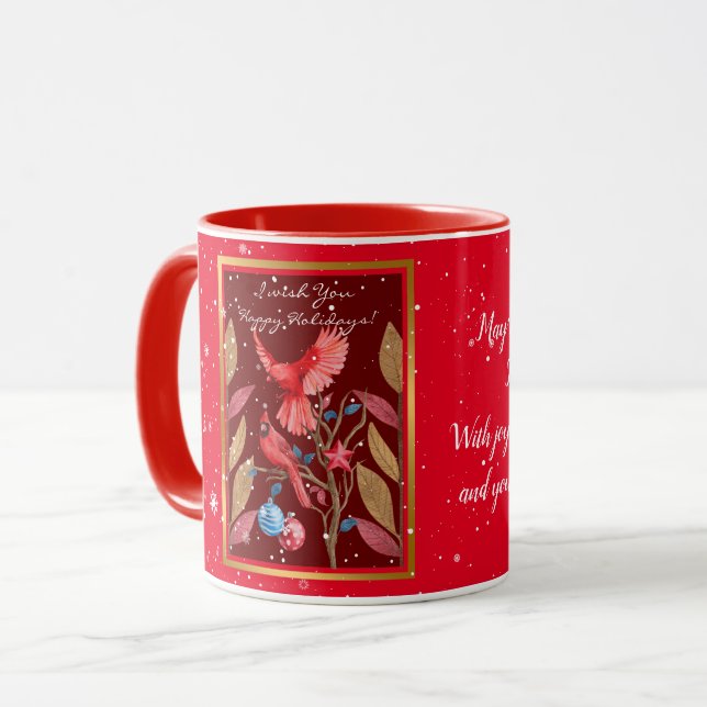 Taza Pájaros cardinales en el Personalizar del árbol de (Anverso izquierdo)