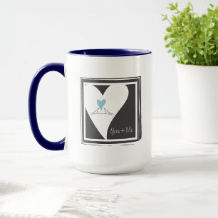 Taza Pájaros de Amor Modernos Personalizados Corazón Az