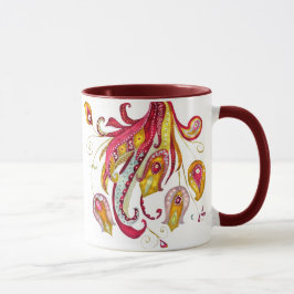 Taza Pájaros de Fuego de Color Acuático Pájaro Rojo Fén