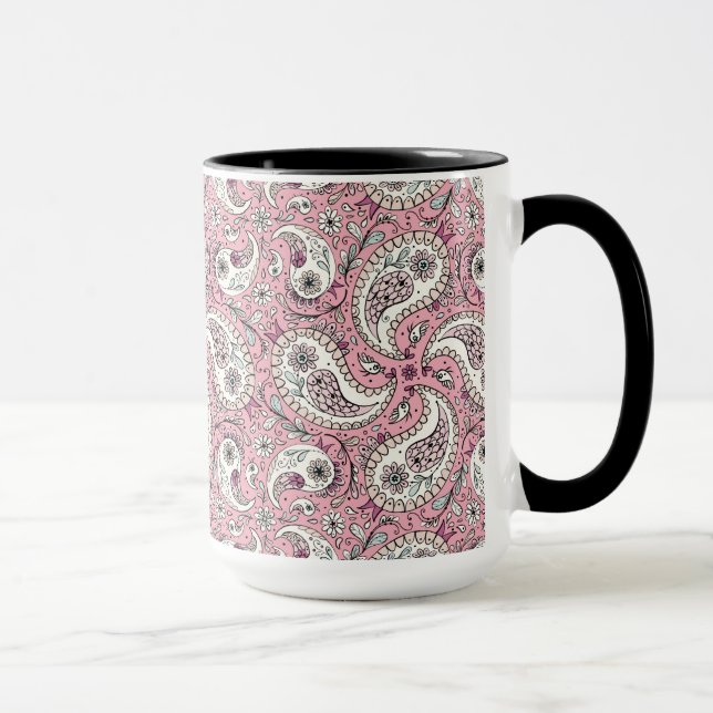 Taza Pájaros de paisley de rosa bebé (Derecha)