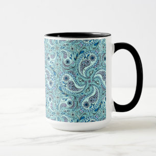 Taza Pájaros de paisley en azul bebé